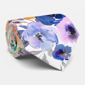 PixDezines Waterverf Zomerbloemen Stropdas (Opgerold)