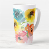 PixDezines Waterverf Zomerpioenen Latte Mok (Rechterhoek)