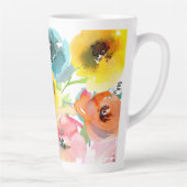 PixDezines Waterverf Zomerpioenen Latte Mok (Rechts)