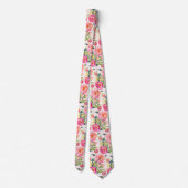 PixDezines Waterverf Zomerpioenen Stropdas (Achterkant)