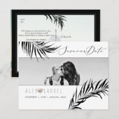 PixDezines Waterverf Zwarte Palmen, Bewaar de datu Briefkaart (Voorkant / Achterkant)