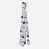 PixDezines Waterverfrozen Navyblauw Crème Stropdas (Voorkant)