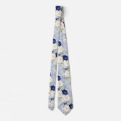 PixDezines Waterverfrozen Navyblauw Crème Stropdas (Achterkant)
