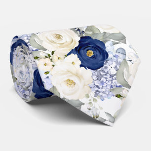 PixDezines Waterverfrozen Navyblauw Crème Stropdas