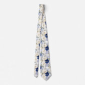 PixDezines Waterverfrozen Navyblauw Crème Stropdas (Achterkant)