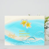 PixDezines Waves, Plumeria Lei+stervis+strand Kaart (Staand voorkant)