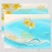 PixDezines Waves, Plumeria Lei+stervis+strand Kaart (Voorkant / Achterkant)