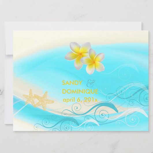 PixDezines Waves, Plumeria Lei+stervis+strand Kaart (Voorkant)