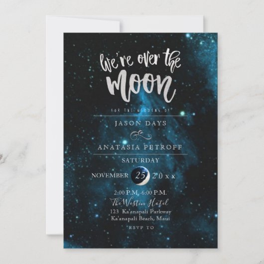 PixDezines We zijn over het Moon Wedding Kaart (Voorkant)