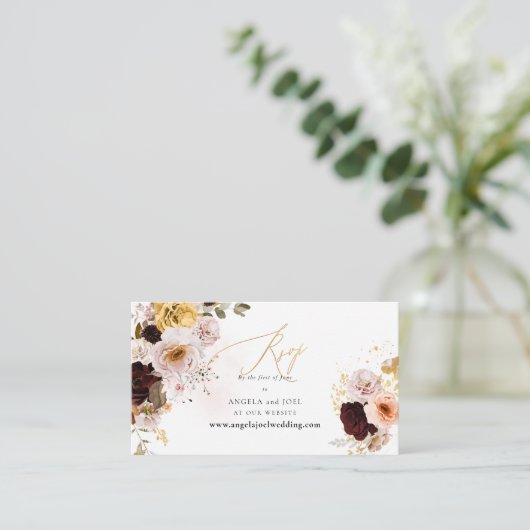 PixDezines Web RSVP Autumn Rozen+Dahlia Informatiekaartje (Staand voorkant)