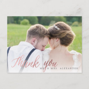 PixDezines Wedding Bedankt/Faux Roos Gold Script Briefkaart