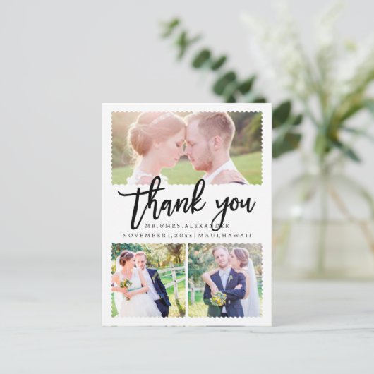 PixDezines Wedding Bedankt / Modern Script Briefkaart (Staand voorkant)