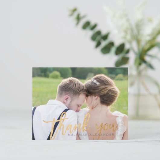PixDezines Wedding Bedankt / Modern Script Briefkaart (Staand voorkant)