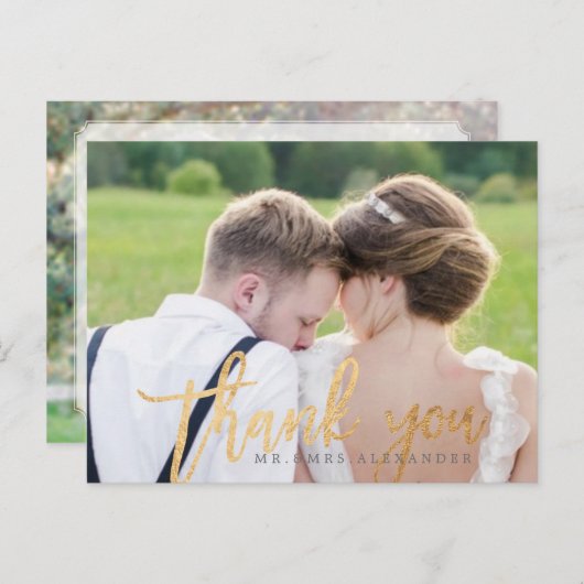 PixDezines Wedding Bedankt / Modern Script Briefkaart (Voorkant / Achterkant)