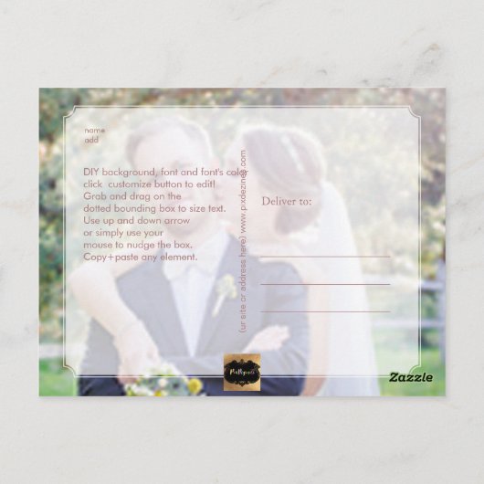 PixDezines Wedding Bedankt / Modern Script Briefkaart (Achterkant)