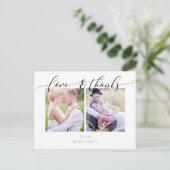 PixDezines Wedding Dank u/Moderne Calligrafie Aankondigingskaart (Staand voorkant)