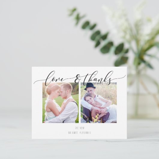 PixDezines Wedding Dank u/Moderne Calligrafie Aankondigingskaart (Staand voorkant)