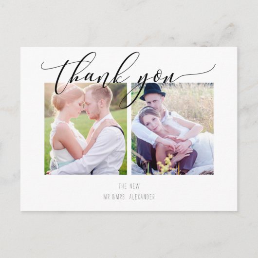 PixDezines Wedding Dank u/Moderne Calligrafie Aankondigingskaart (Voorkant)