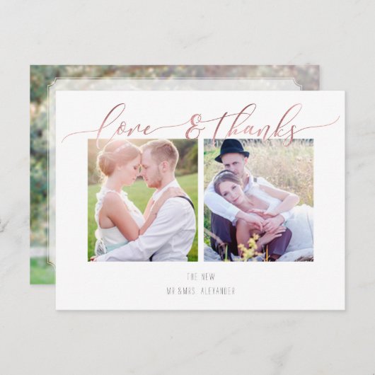 PixDezines Wedding Dank u/Moderne Calligrafie Aankondigingskaart (Voorkant / Achterkant)