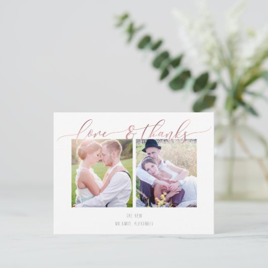 PixDezines Wedding Dank u/Moderne Calligrafie Aankondigingskaart (Staand voorkant)