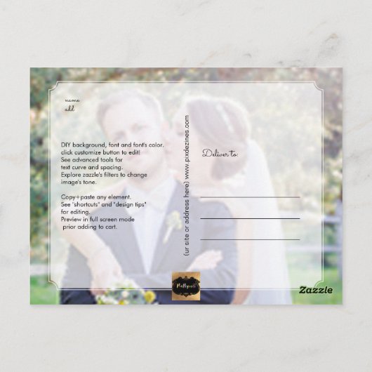 PixDezines Wedding Dank u/Moderne Calligrafie Briefkaart (Achterkant)