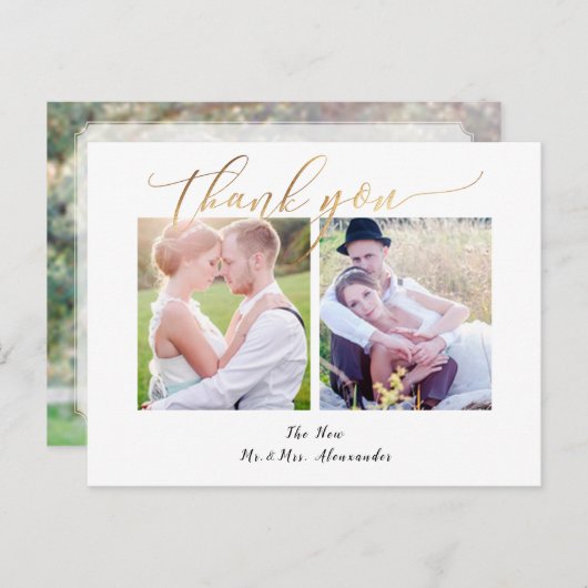 PixDezines Wedding Dank u/Moderne Calligrafie Briefkaart (Voorkant / Achterkant)