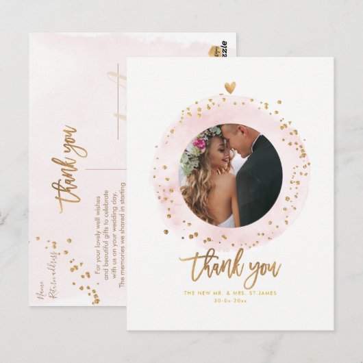 PixDezines Wedding Dank u Waterverf Lijst Briefkaart (Voorkant / Achterkant)