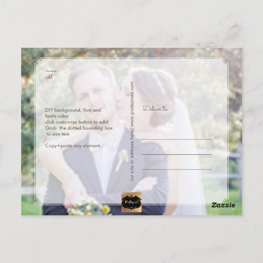 PixDezines Wedding Hartelijk dank/Fun Script Briefkaart (Achterkant)