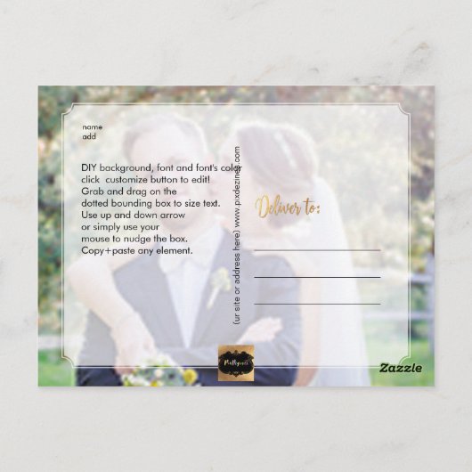PixDezines Wedding Hartelijk dank/Fun Script Briefkaart (Achterkant)