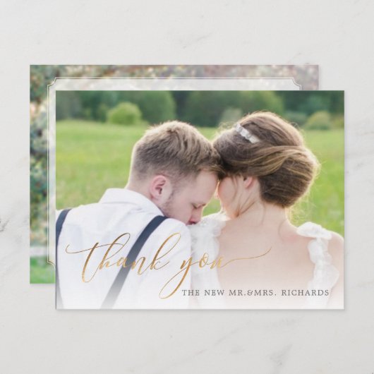 PixDezines Wedding Hartelijk dank voor Faux Gold S Aankondigingskaart (Voorkant / Achterkant)