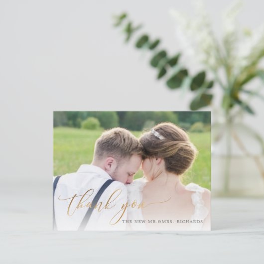 PixDezines Wedding Hartelijk dank voor Faux Gold S Aankondigingskaart (Staand voorkant)