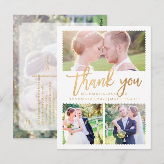PixDezines Wedding Hartelijk dank voor Faux Gold S Briefkaart (Voorkant / Achterkant)