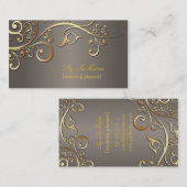 PixDezines Wedding Planner, gouden sierzwanen Visitekaartje (Voorkant / Achterkant)