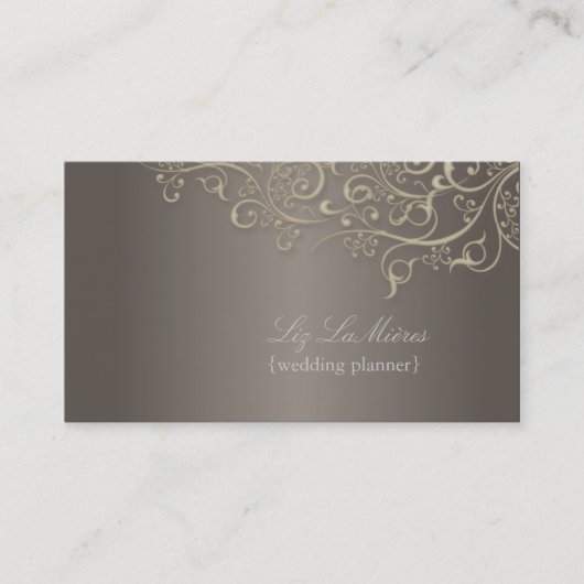 PixDezines Wedding Planner, titanium wervelingen Visitekaartje (Voorkant)