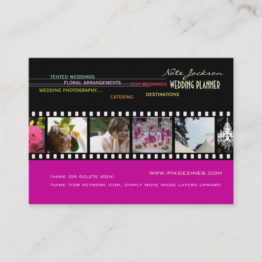 PixDezines weddingplanners/doe-het-zelf kleuren+le Visitekaartje (Voorkant)