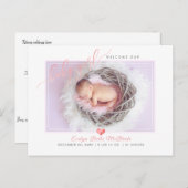 PixDezines Welcome Baby Girl, Faux Folie Script Aankondigingskaart (Voorkant / Achterkant)