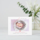 PixDezines Welcome Baby Girl, Faux Folie Script Aankondigingskaart (Staand voorkant)