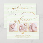 PixDezines Welkom Geboorteaankondiging/Hart Aankondigingskaart (Voorkant / Achterkant)