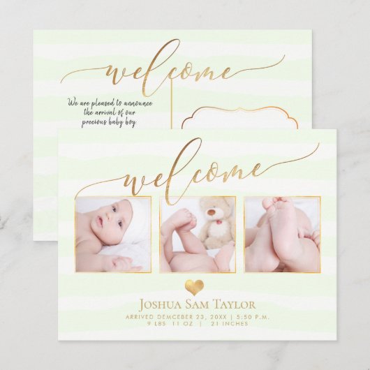 PixDezines Welkom Geboorteaankondiging/Hart Aankondigingskaart (Voorkant / Achterkant)