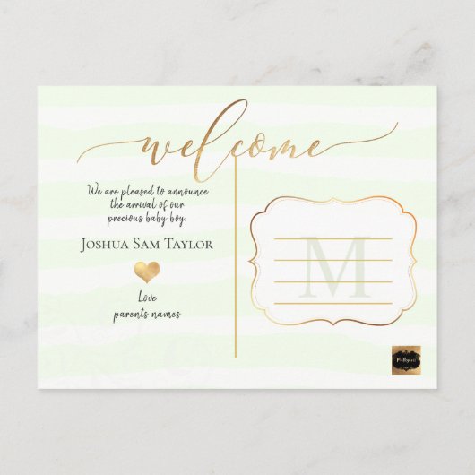 PixDezines Welkom Geboorteaankondiging/Hart Aankondigingskaart (Achterkant)