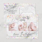 PixDezines We're Over the Moon Geboorte Confetti Aankondigingskaart (Voorkant / Achterkant)