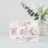 PixDezines We're Over the Moon Geboorte Confetti Aankondigingskaart (Staand voorkant)