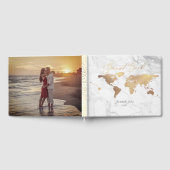 PixDezines Wereldkaart, Faux Gold + Marmer Gastenboek (Volledig)