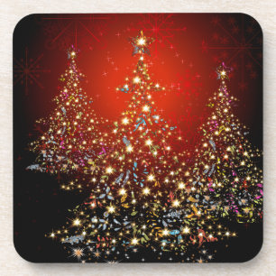 PixDezines Whimpsy Kerstboom+sneeuwvlokken Bier Onderzetter