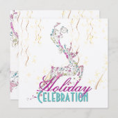 PixDezines Whimsy Reindeer+Holiday Kaart (Voorkant / Achterkant)