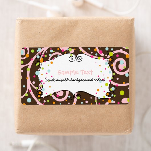 PixDezines Whimsy, roze chocolade, cupcakes Etiket (Insitu)