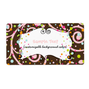 PixDezines Whimsy, roze chocolade, cupcakes Etiket