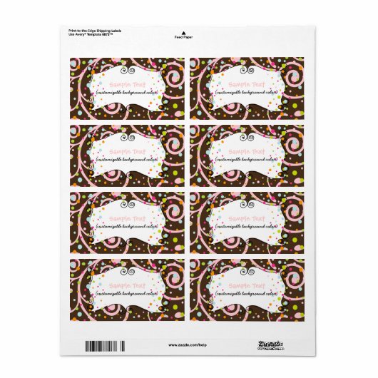 PixDezines Whimsy, roze chocolade, cupcakes Etiket (Full Sheet)