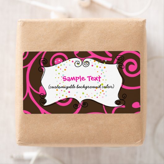 PixDezines Whimsy, roze chocolade, cupcakes Etiket (Insitu)