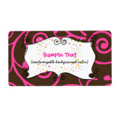 PixDezines Whimsy, roze chocolade, cupcakes Etiket (Voorkant)